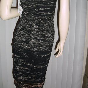 Nicole Miller, black cocktail,ruched,gathered,bodycon,bodyfit,Brand New,UNIQUE
